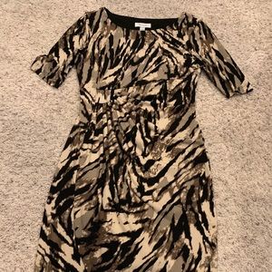 Slimming Animal Print 3/4 Sleeve Dress